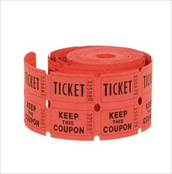 Rol Dubbele Tickets Rood 500st Papier - Control/Vestiaire, etc.