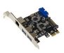 KALEA-INFORMATIQUE PCIe naar GIGABIT ethernet en USB 3.0 LAN-controllerkaart, 2 externe poorten en 2 interne poorten op 19-pins USB3-connector