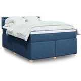 vidaXL Sommier à lattes de lit avec matelas Bleu 140x190 cm Tissu