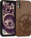 kwmobile iPhone XR Hoesje - Hout - Vintage Kompas - Donkerbruin