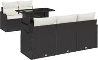 vidaXL Banc de jardin Noir Polyrotin 6 pièces
