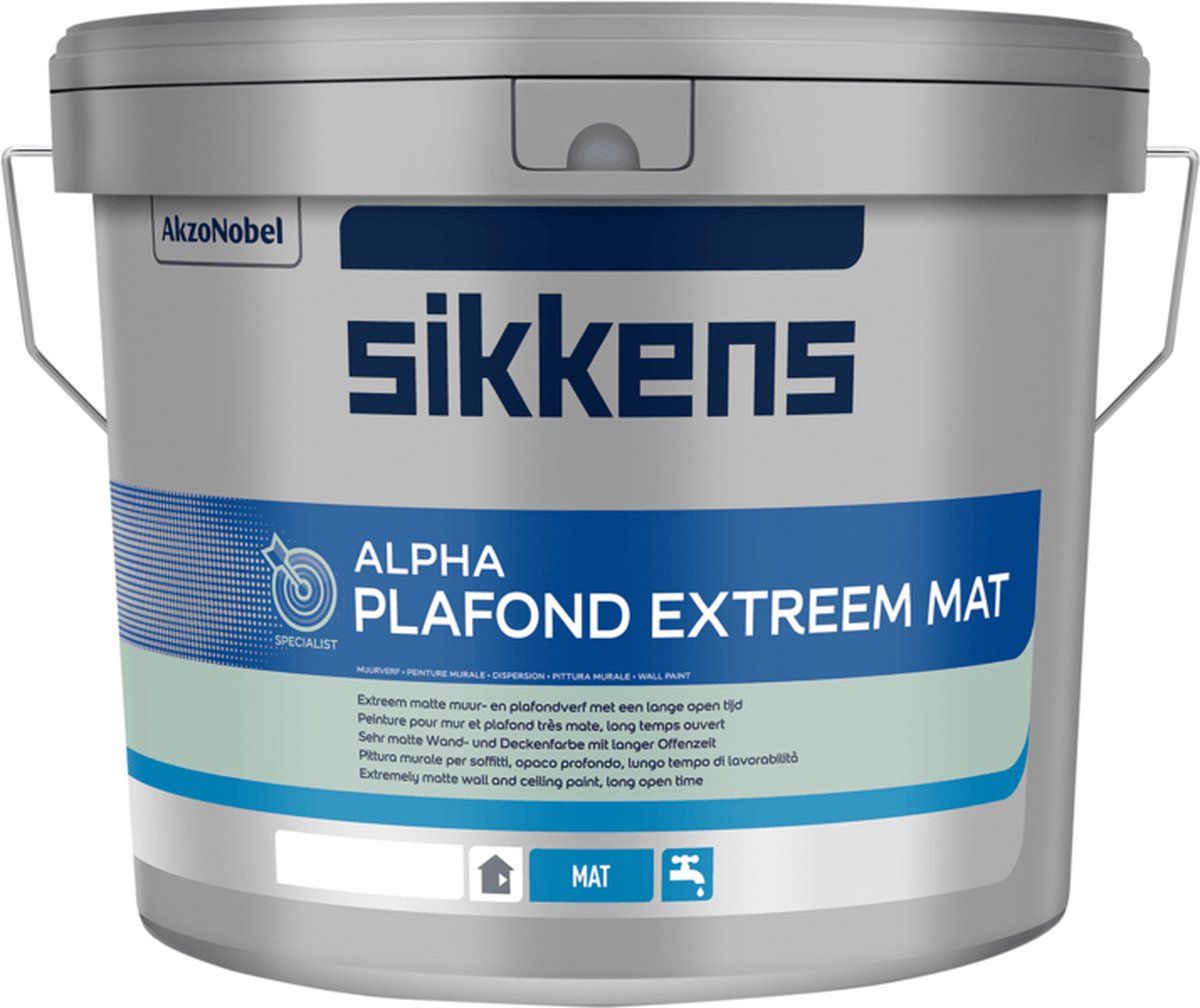 Sikkens Alpha Plafond Extreem Mat - 10L - Witte Muurverf - Mat - Binnen - 20 Jaar Garantie