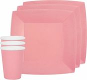 Santex feest/verjaardag servies set - 20x gebaksbordjes en bekertjes - lichtroze - karton