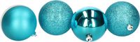Atmosphera Kerstballen - 4 stuks - Kunststof - Blauw-Turquoise - 8 cm