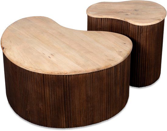 Lewis & Loft Salontafel Lena - Organisch vorm - Bruin - Set van 2