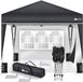 Tillvex Paviljoen, 3 x 3 m, waterdicht, tente pliante pop-up, réglable en hauteur, tente de jardin, protection UV 50+, tente de réception avec sac (anthracite, avec 2 panneaux latéraux)