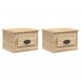 vidaXL Nachtkastjes 2 stuks wandgemonteerd 41,5x36x28 cm Sonoma eiken