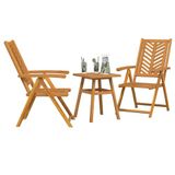 VidaXL Tuin eettafelset 3 st bruin massief acaciahout