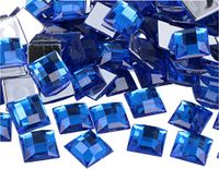 Decoratieve edelstenen van acryl, vierkant, blauw, 16 x 16 mm, ca. 500 stuks.