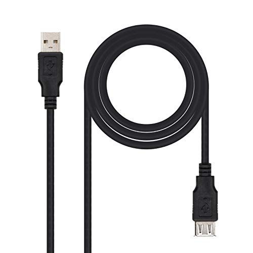 NANOCABLE NanoCable 10.01.0202-BK - USB 2.0 verlengkabel, stekker, zwart, 1 mts