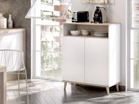 Merkloos / Sans marque Keukenbuffet WAJDI - 2 deuren en 1 nis - Wit en eiken - 79.6 x 102.2 x 40 cm