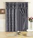 All American Collection 4-delige gordijnset met volant en doorschijnend (160 cm lengte, houtskool)