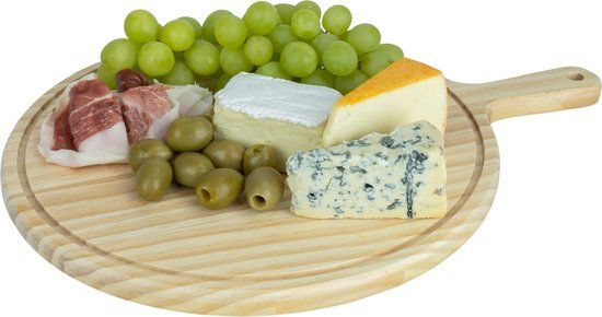 Krumble Serveerplank rond met handvat - Hout - Diameter 30 cm