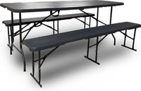 Rijoka Inklapbare Picknicktafel – Houtlook Design – Klaptafel met 2 Klapbanken – Biertafel 6 tot 8 personen – Draagkracht 150kg - Taupe