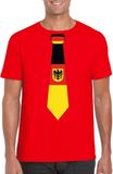 Bellatio Decorations Supporters T-shirt - rood - met vlag Duitsland kleuren stropdas - heren - korte mouw L