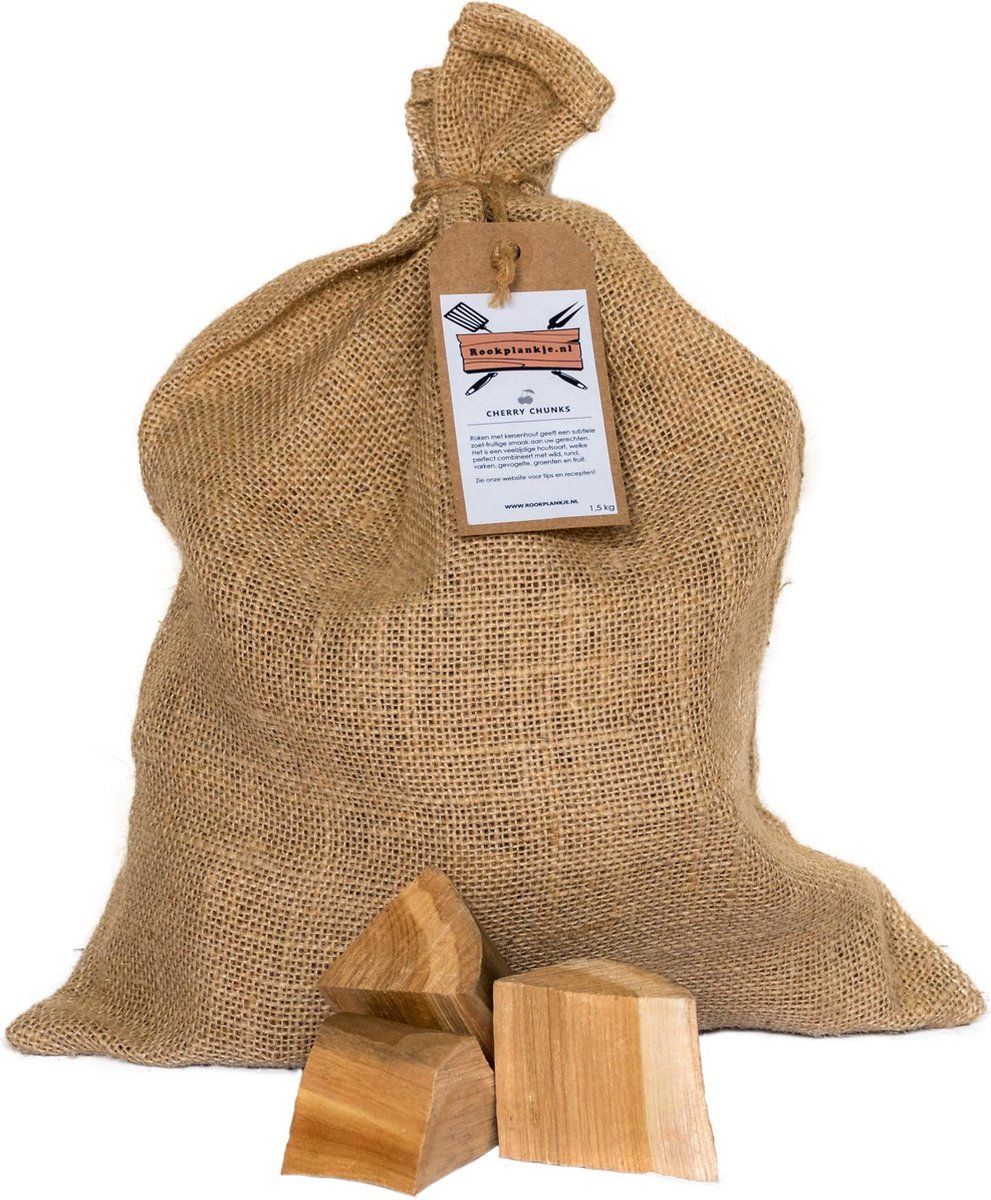 Rookplankje.nl Kersen Chunks 1,5kg | BBQ Rookhout | Rookhout - Hout - 7444735412487
