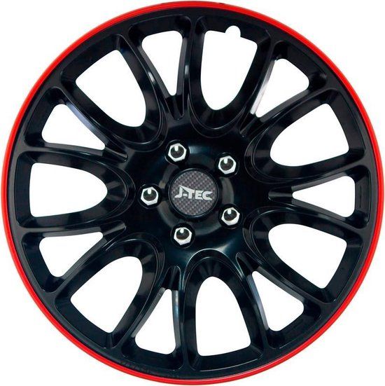 J-Tec Hero GTR 14 inch wieldoppen - Zwart/Rood (4 stuks)