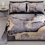 PETTI Artigiani Italiani - Sprei voor Frans bed, 220 x 260 cm, 100 g/m², omkeerbaar, voor Frans bed, licht dekbed, grijs marmer, 100% Made in Italy