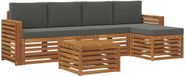 vidaXL Bank loungeset 6-delig Natuurlijk en Antraciet Acacia Hout