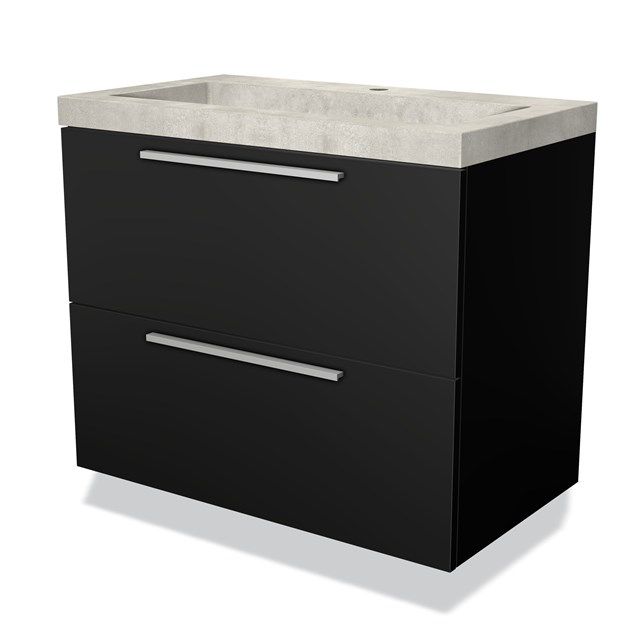 Maxaro Badkamermeubel Modulo 80cm Mat Zwart 2 Lades Beton Greige | 6095823456404