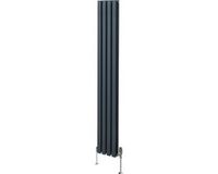 MonsterShop Monster Group BV Ovale radiator + trv-chroomkranen - antraciet - 1800x240 - 3211 btu