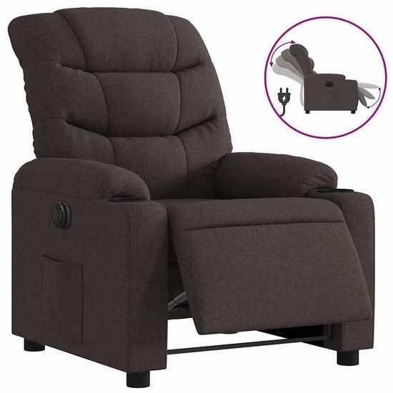 vidaXL Fauteuil Elektrisch Verstelbaar Stof Donkerbruin