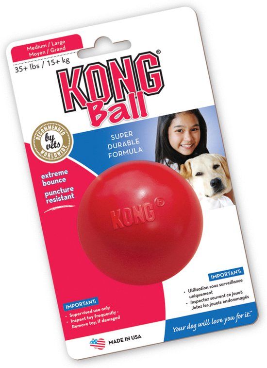Kong Bal Medium - Bal - Diameter 8 cm - Rood