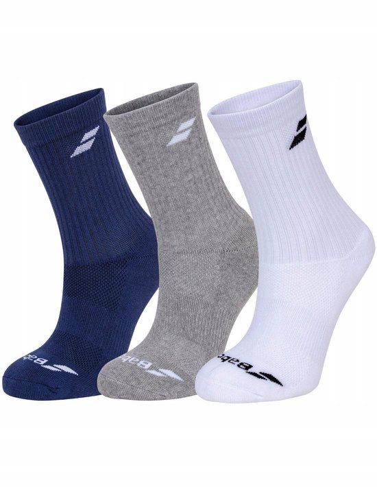 Babolat Sokken 3-Pack Wit/Grijs/Marineblauw Maat 47-50