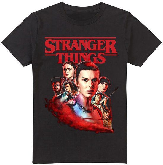 Stranger Things Hawkins Heroes Poster T-shirt - Zwart - XL