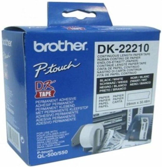 Brother DK-22210 Doorlopende Papiertape 29 mm Wit