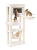 Petrebels Mansion 150 Poteau griffoir - Crème - Pour plusieurs chats - Avec hamac