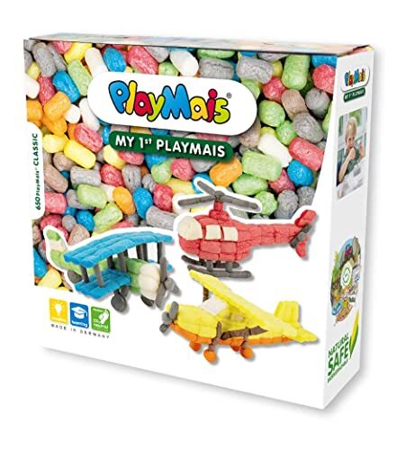 PlayMais Basic My 1st Flight knutselset voor kinderen vanaf 3 jaar, motoriek-speelgoed met 650 stuks, accessoires en handleiding (mogelijk niet beschikbaar in het Nederlands), natuurlijk speelgoed, bevordert creativiteit en fijne motoriek