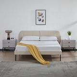 en.casa Gestoffeerd bed Porvoo met bedbodem 140x200 cm beige