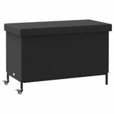 VidaXL Tuinbox met wielen, zwart, 110x55x73 cm, polyrotan