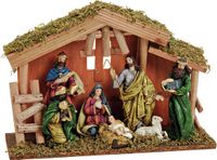 G. Wurm Crèche complète - Inclus figurines de Noël - 30 x 21 x 10 cm - Bois