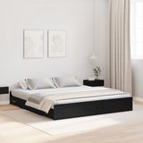 vidaXL Opbergbedframe met lade Zwart Eiken 200 x 200 cm