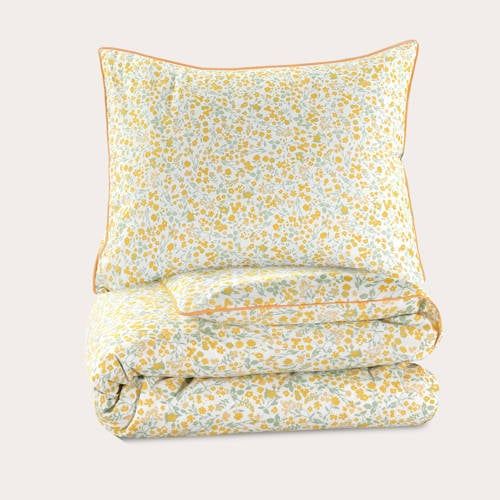 NOUS Kids katoenen dekbedovertrek kinderbed (120x150 cm) Geel Bloemen