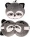 Relaxeazzz Wasbeer knuffel/reiskussen/slaapmasker - 2-in-1 set - voor kinderen - Dark grey