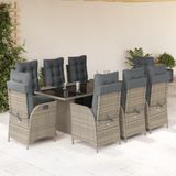 Maison Exclusive - Ensemble de jardin extérieur, 9 pièces, avec coussins, gris, en polyrotin tressé