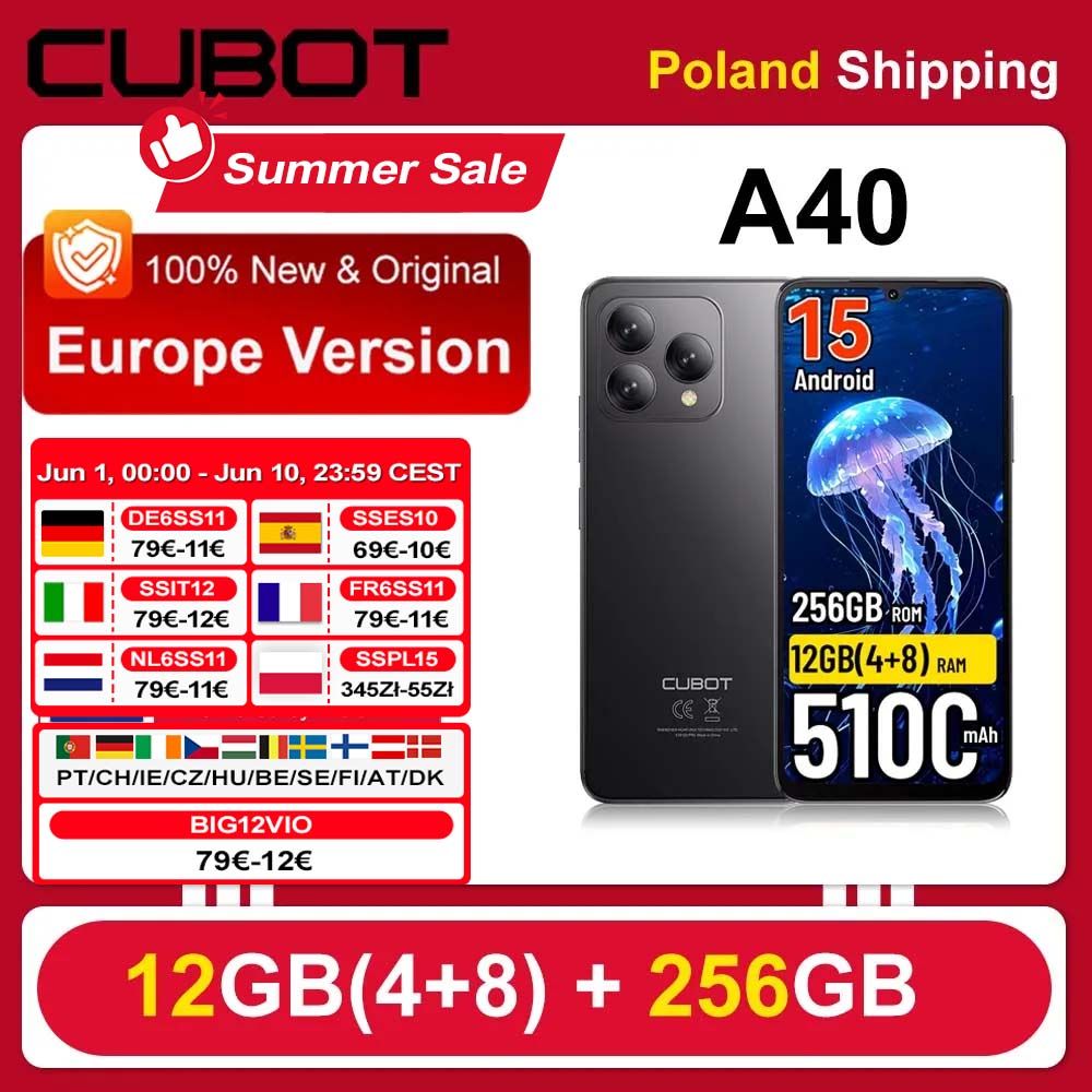 Cubot A40 Smartphone Android 15 12GB(4+8)+ 256GB 5100mAh NFC 6.88'' 120Hz Gezichtsherkenning 4G Telefoon