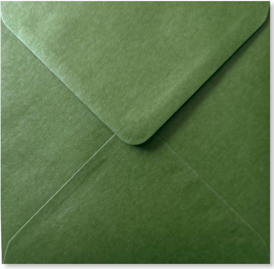 Merkloos / Sans marque Cards & Crafts 100 Luxe metallic vierkante enveloppen - 14x14 - Mosgroen - 110grams - 140x140mm