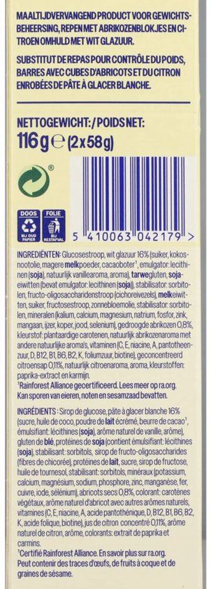 WeCare Meal Replacement Bars Apricot & Lemon 116 gr