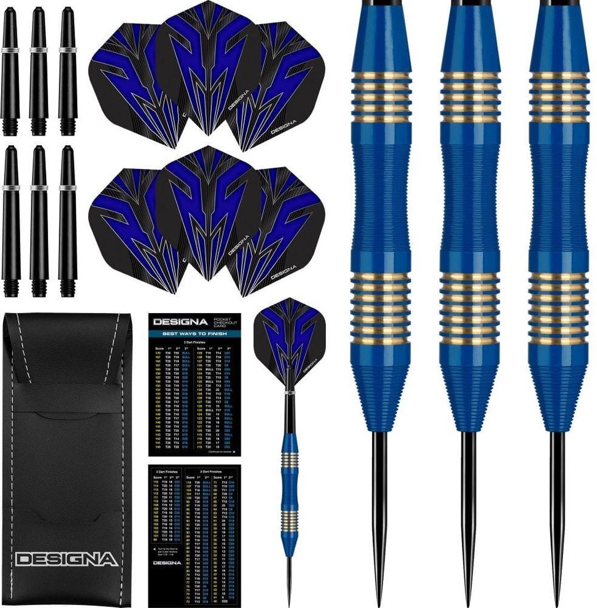 DESIGN DESIGNA Mako Darts - Steel Tip Electro Brass - Micro Grip - Blue