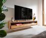 DELIFE meuble TV Stonegrace Acacia naturel 175 cm 1 étagère 3 tiroirs placage pierre meuble bas flottant