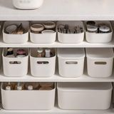Famanu boîte de rangement en plastique, set de 6 boîtes de rangement avec 4 couvercles, blanc