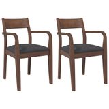 VidaXL Eetkamerstoelen 2 stuks Zwart/Bruin Stof/Schuim/Rubberhout