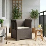 vidaXL Eén-zits Fauteuil met Kussen Rieten Look PP Lichtgrijs