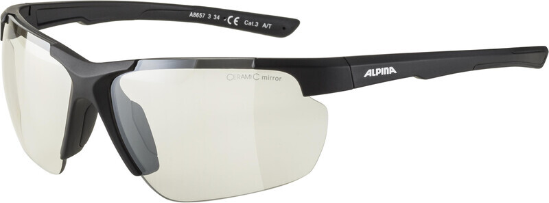 Alpina Defey HR Glasses, black matt/clear mirror