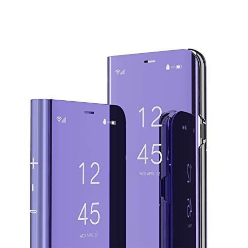 IMEIKONST Samsung S8 Plus Hoesje Bookstyle Spiegel Design Clear View Makeup Staan Full Body Beschermend Kickstand Flip Folio Telefoonhoesje Hoes voor Samsung Galaxy S8 Plus Flip Mirror: Purple QH