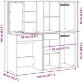 vidaXL LED Kaptafel Set Zwart Eiken 140 x 40 x 140 cm Bewerkt Hout